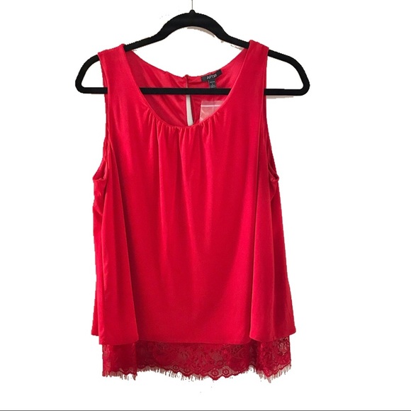 Apt. 9 Lace Hem Scoopneck Tank (Tango Red) - Picture 1 of 4